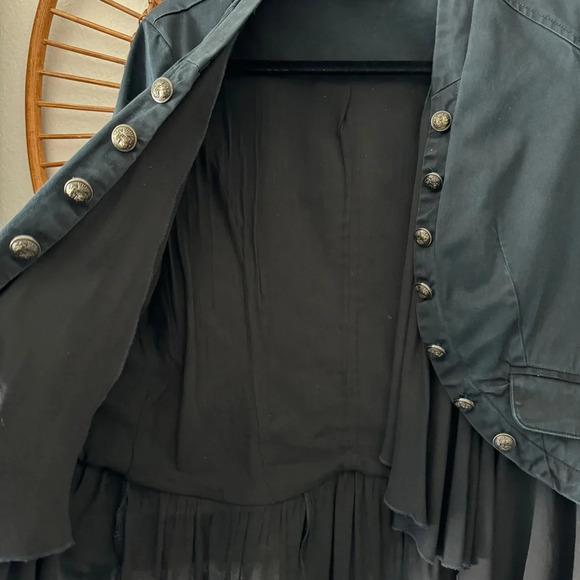 Free People Ruffles Romance Military Boho Chic Feminine Blazer Jacket Sz XS - Picture 4 of 9